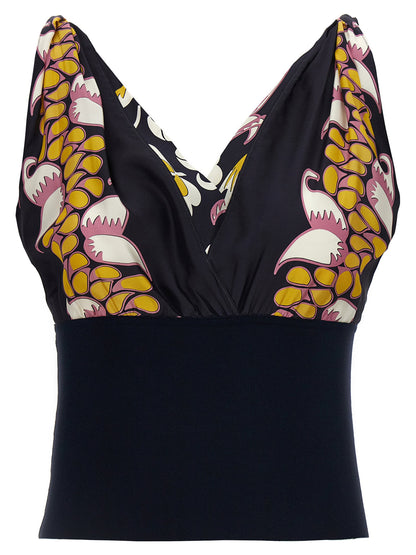 Tory Burch Printed Silk Top Black