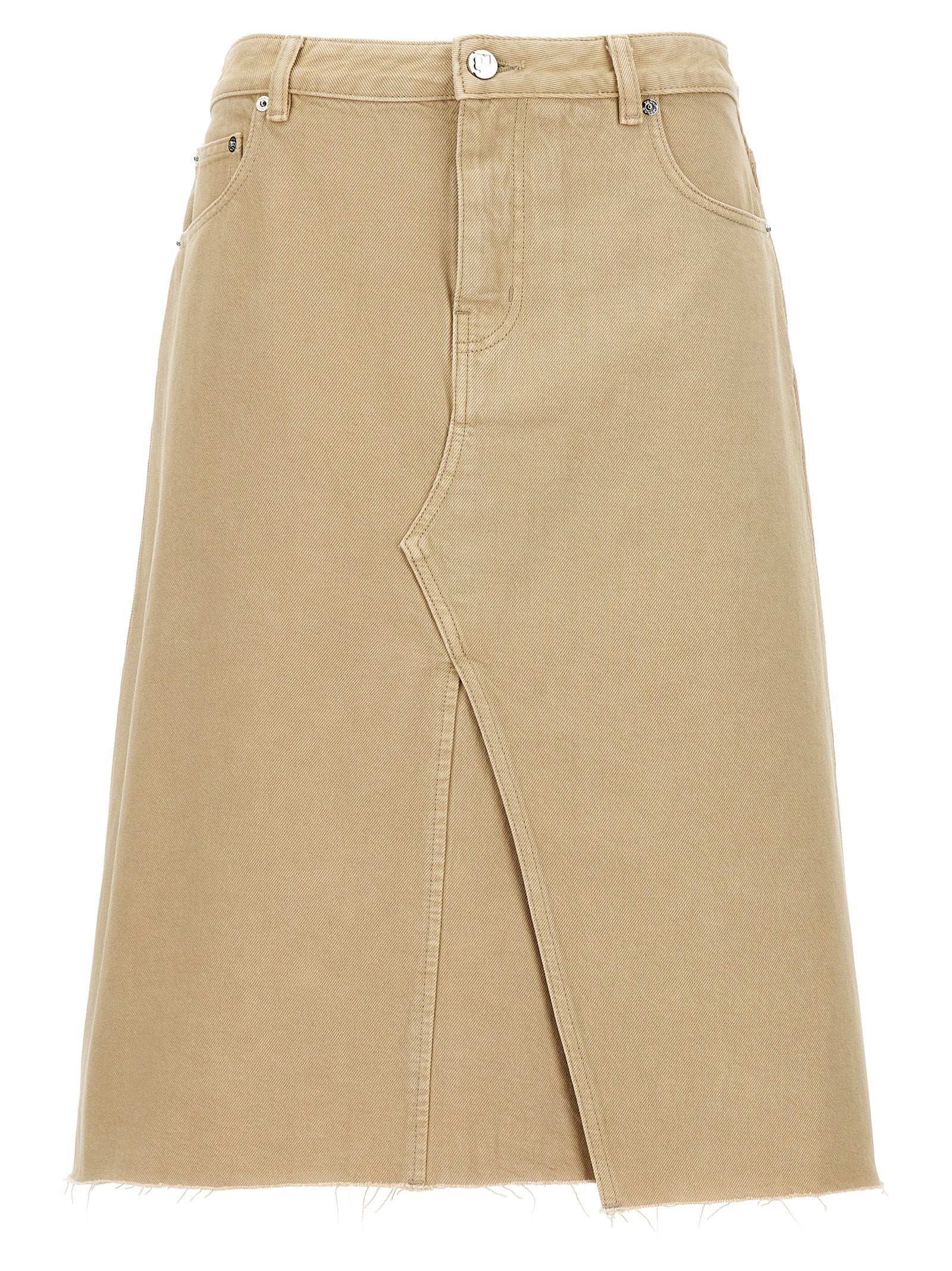 Tory Burch Deconstructed Midi Skirt Beige
