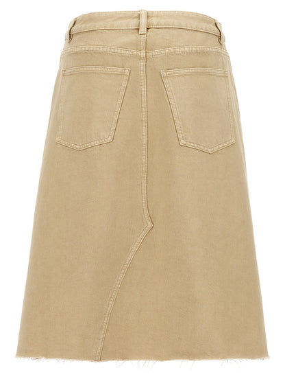 Tory Burch Deconstructed Midi Skirt Beige