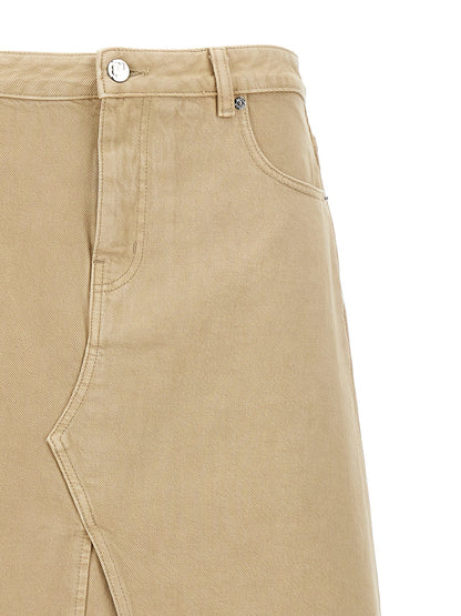 Tory Burch Deconstructed Midi Skirt Beige