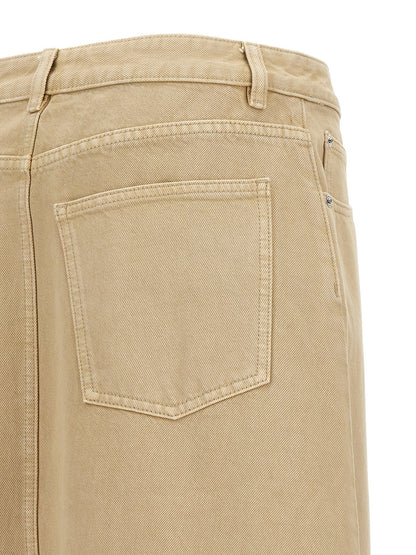 Tory Burch Deconstructed Midi Skirt Beige