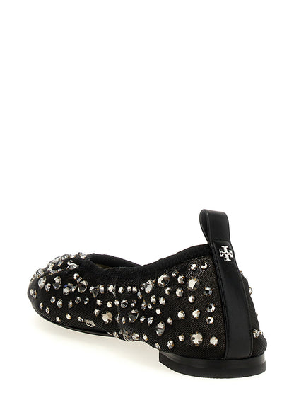 Tory Burch Crystal Ballet Flats Black