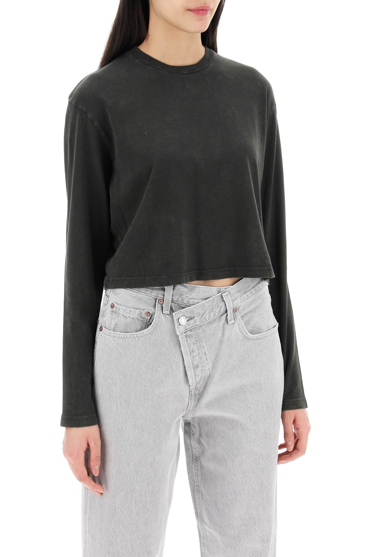 Cropped long-sleeved mason t-shirt