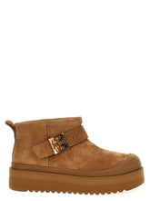 Tory Burch Mellow Shearling Platform Ankle Boots Brown
