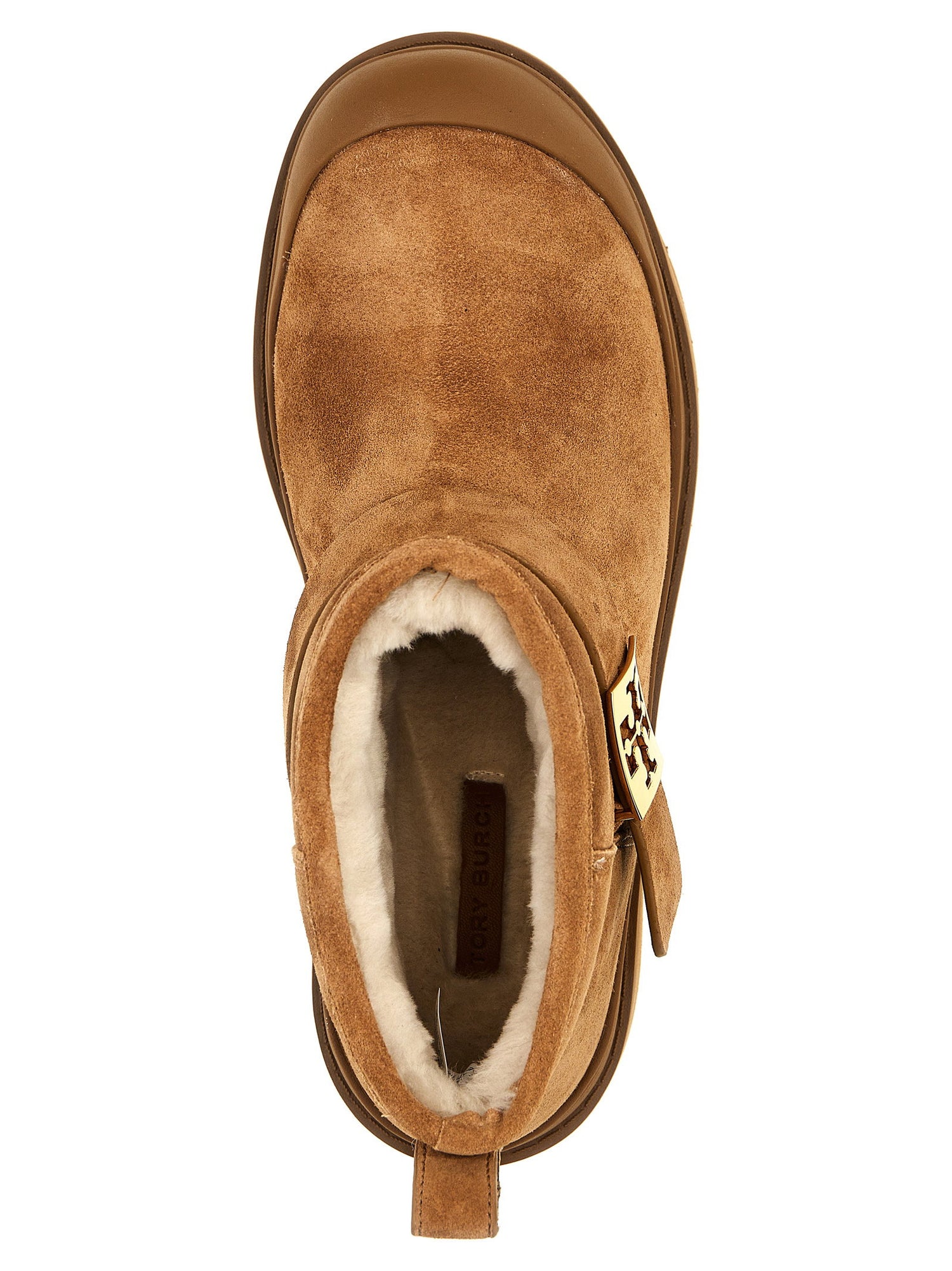 Tory Burch Mellow Shearling Platform Ankle Boots Brown