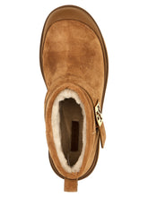 Tory Burch Mellow Shearling Platform Ankle Boots Brown