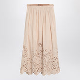 Zimmermann Wylie Cream Linen Midi Skirt Beige