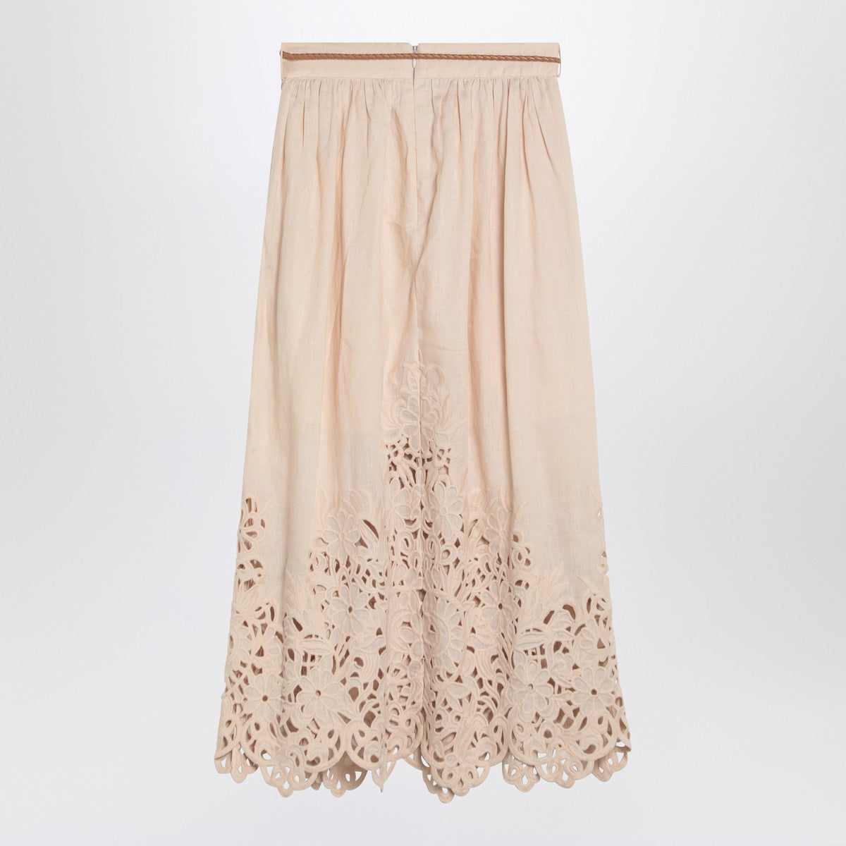 Zimmermann Wylie Cream Linen Midi Skirt Beige