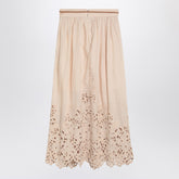 Zimmermann Wylie Cream Linen Midi Skirt Beige