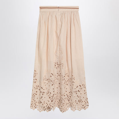 Zimmermann Wylie Cream Linen Midi Skirt Beige
