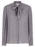 Tory Burch Georgette Bow Blouse Gray