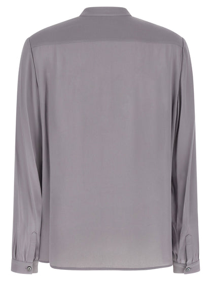 Tory Burch Georgette Bow Blouse Gray