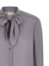 Tory Burch Georgette Bow Blouse Gray