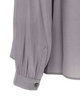 Tory Burch Georgette Bow Blouse Gray
