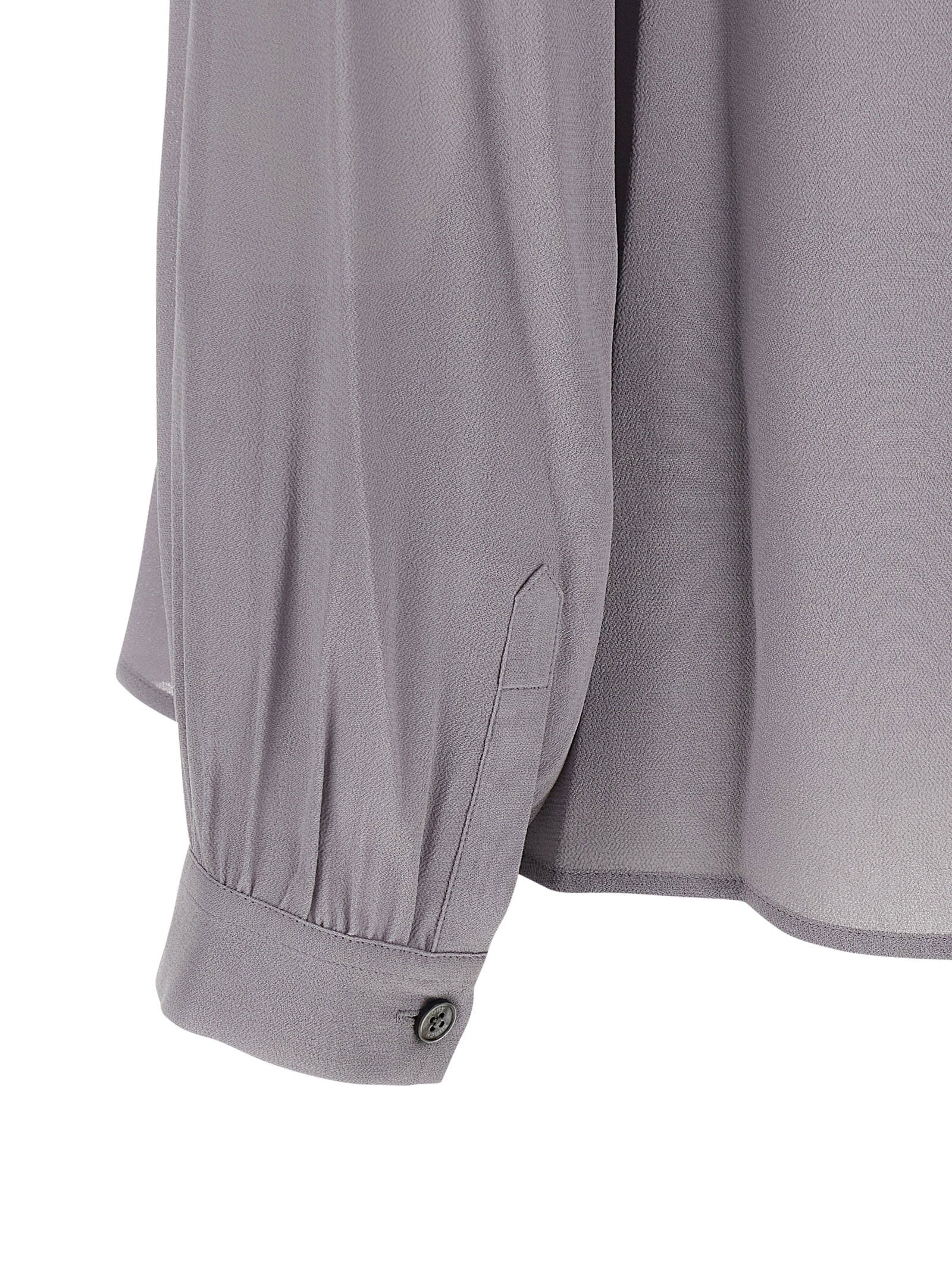 Tory Burch Georgette Bow Blouse Gray