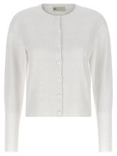 Tory Burch Pointelle Viscose Cardigan White