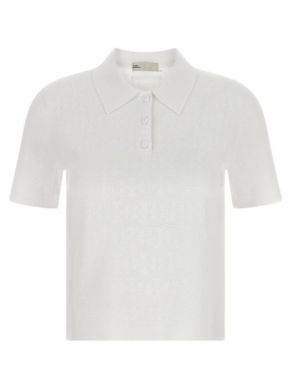 Tory Burch Pointelle Viscose Polo Shirt White
