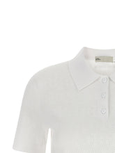 Tory Burch Pointelle Viscose Polo Shirt White
