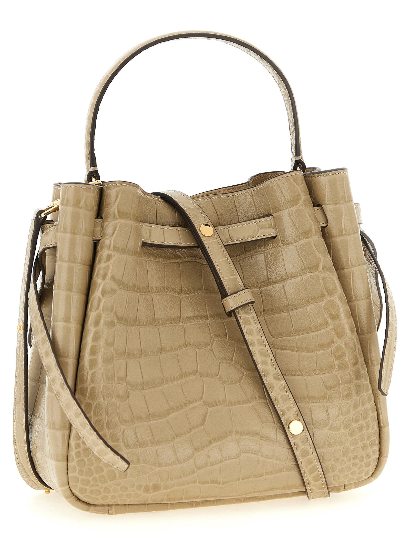 Tory Burch Romy Small Bucket Bag Beige