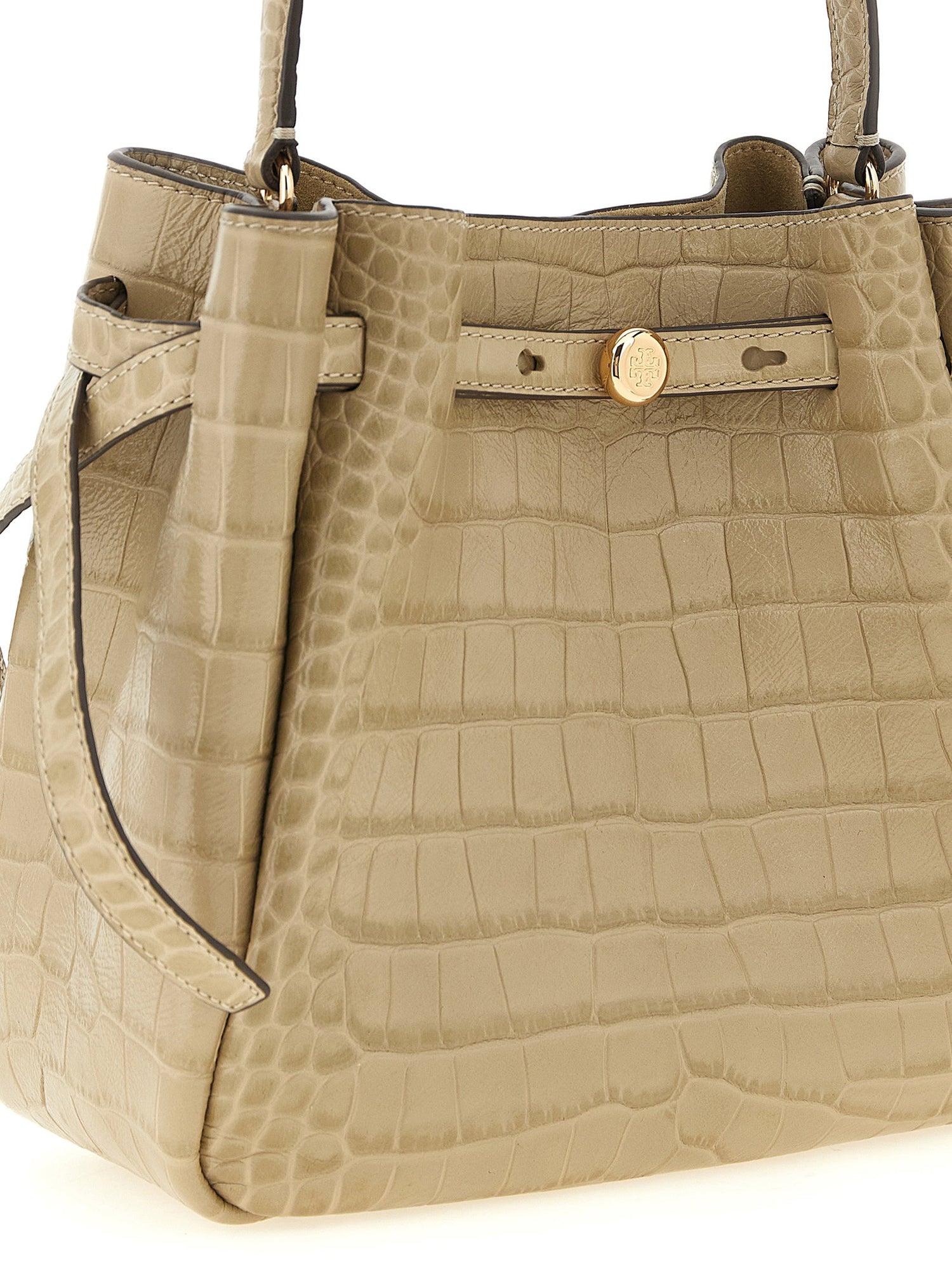 Tory Burch Romy Small Bucket Bag Beige