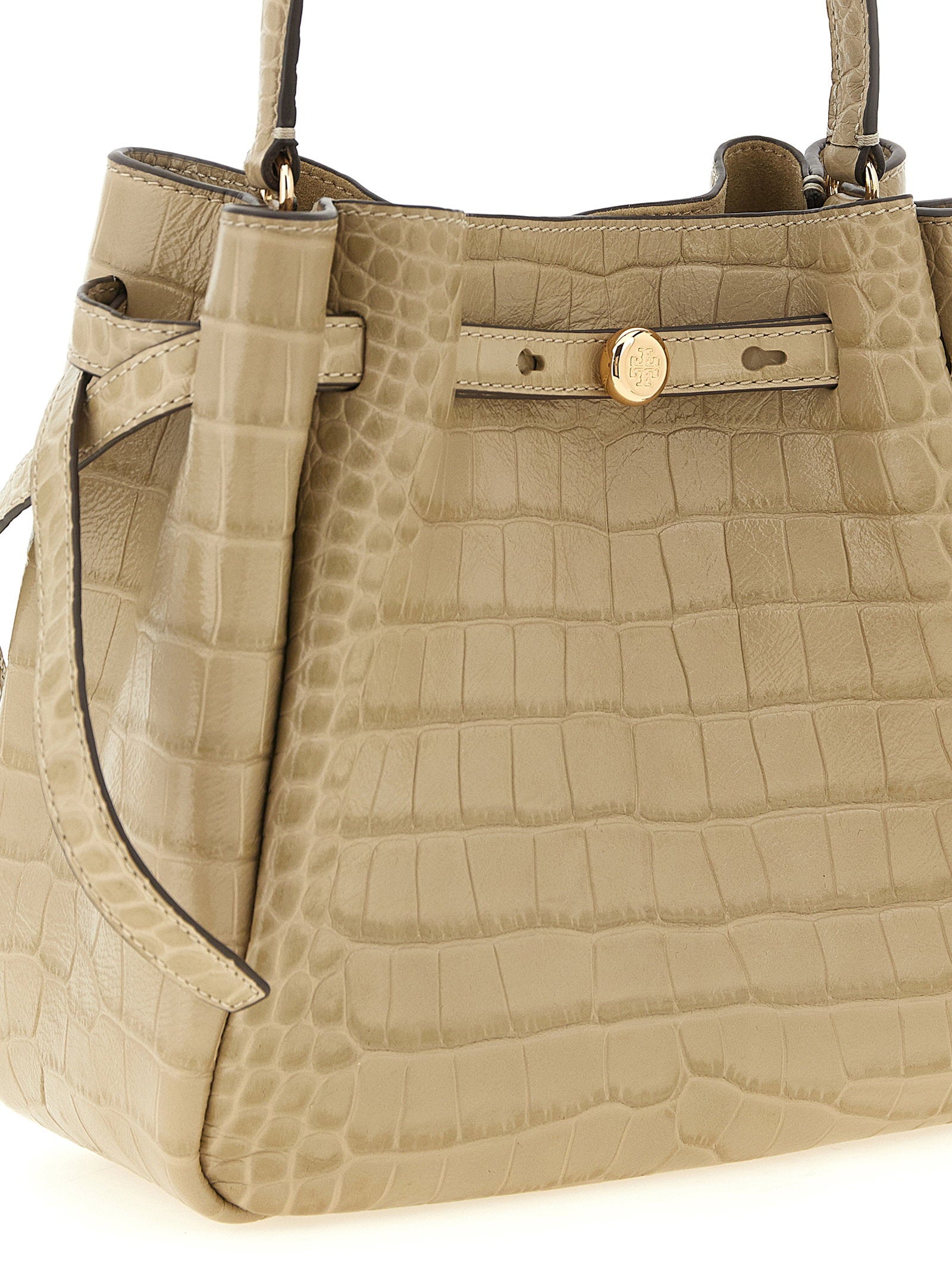 Tory Burch Romy Small Bucket Bag Beige