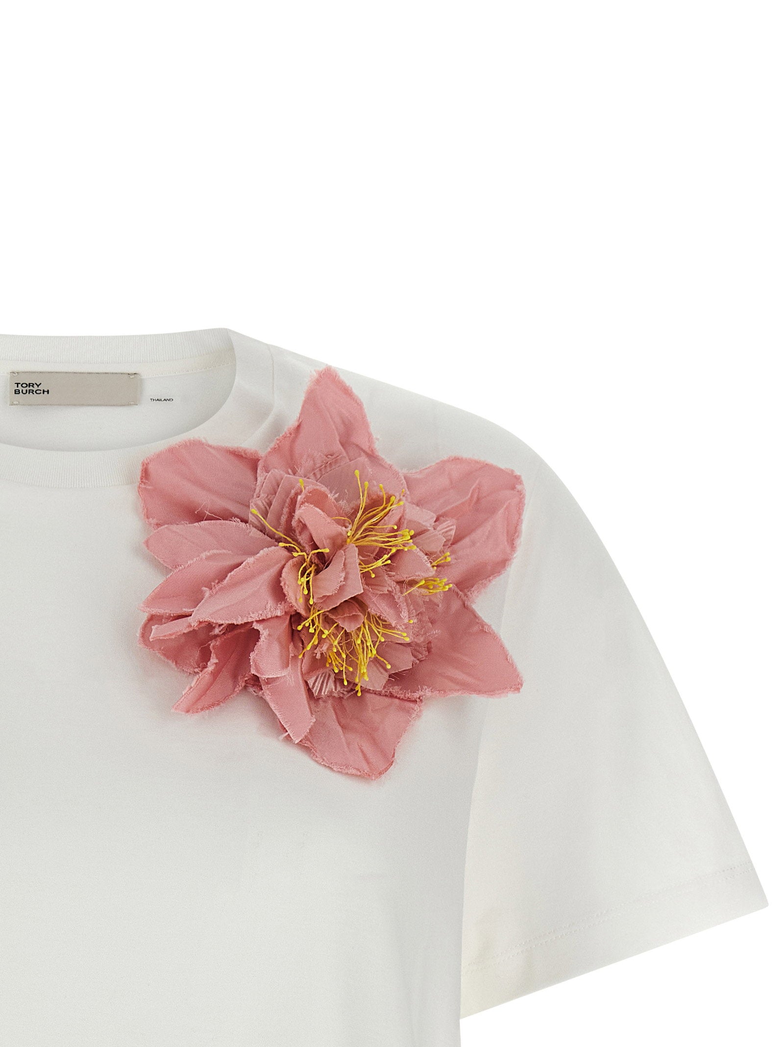 Tory Burch Floral Applique T-shirt Pink
