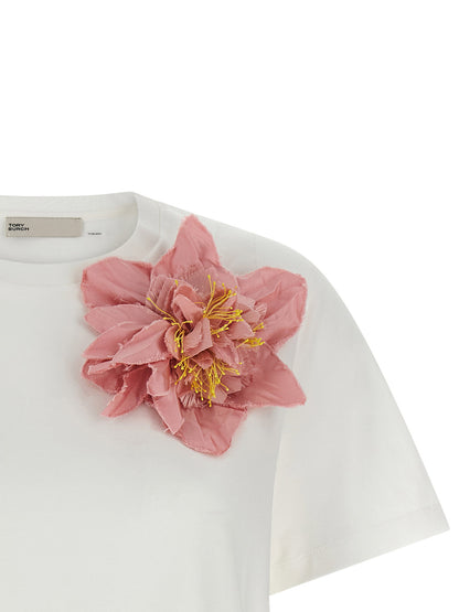 Tory Burch Floral Applique T-shirt Pink