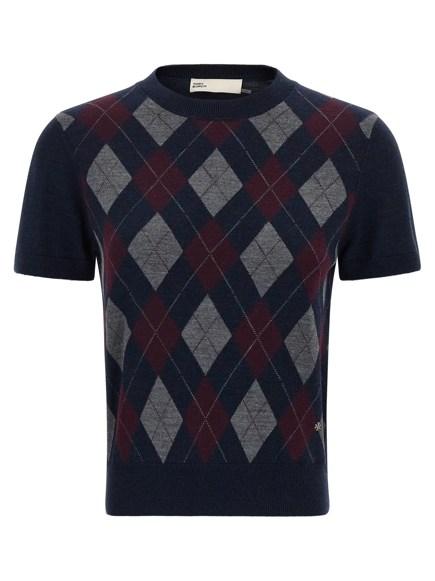 Tory Burch Argyle Sweater Blue