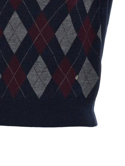 Tory Burch Argyle Sweater Blue