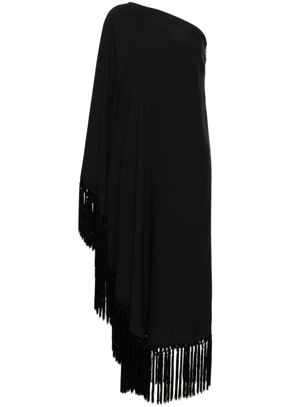 TALLER MARMO PRE One-shoulder Fringed Long Dress Black