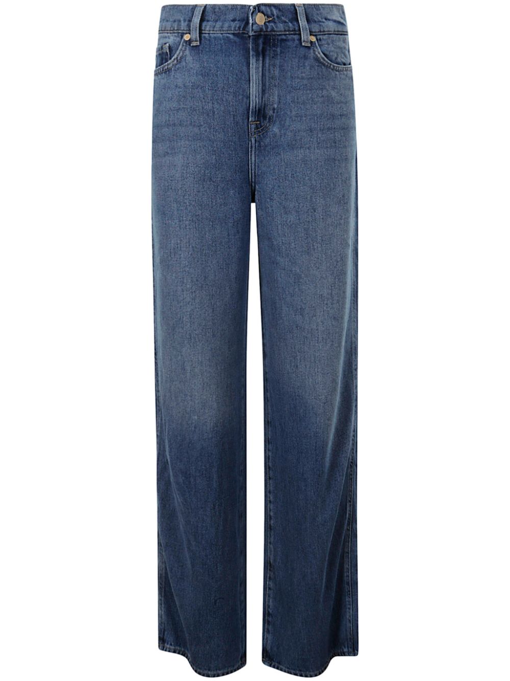 Seven Indigo Blue Straight-Leg High-Rise Jeans Blue