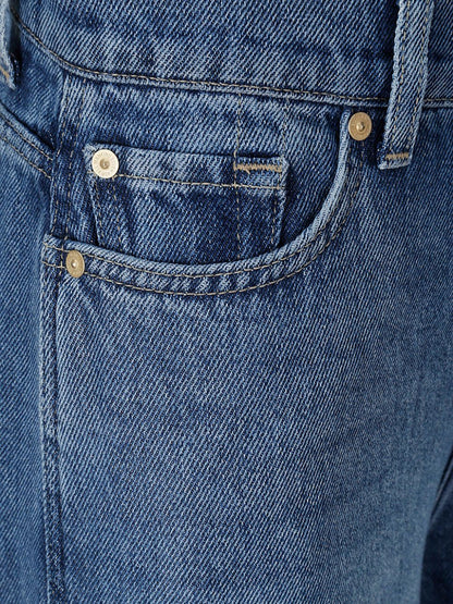 Seven Indigo Blue Straight-Leg High-Rise Jeans Blue