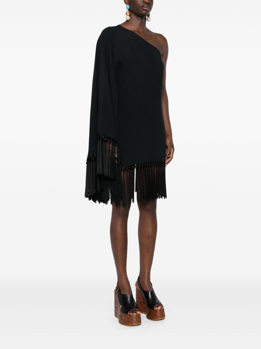 TALLER MARMO PRE Fringed Short Dress Black