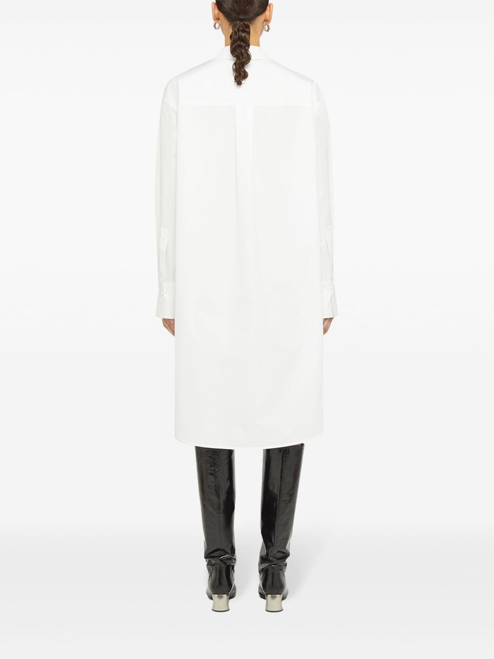 Jil Sander Cotton Shirt Dress With High-Low Hem White White