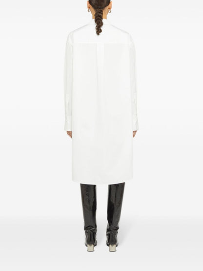 Jil Sander Cotton Shirt Dress With High-Low Hem White White