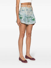 Zimmermann High-Waist Paisley Linen Shorts Green