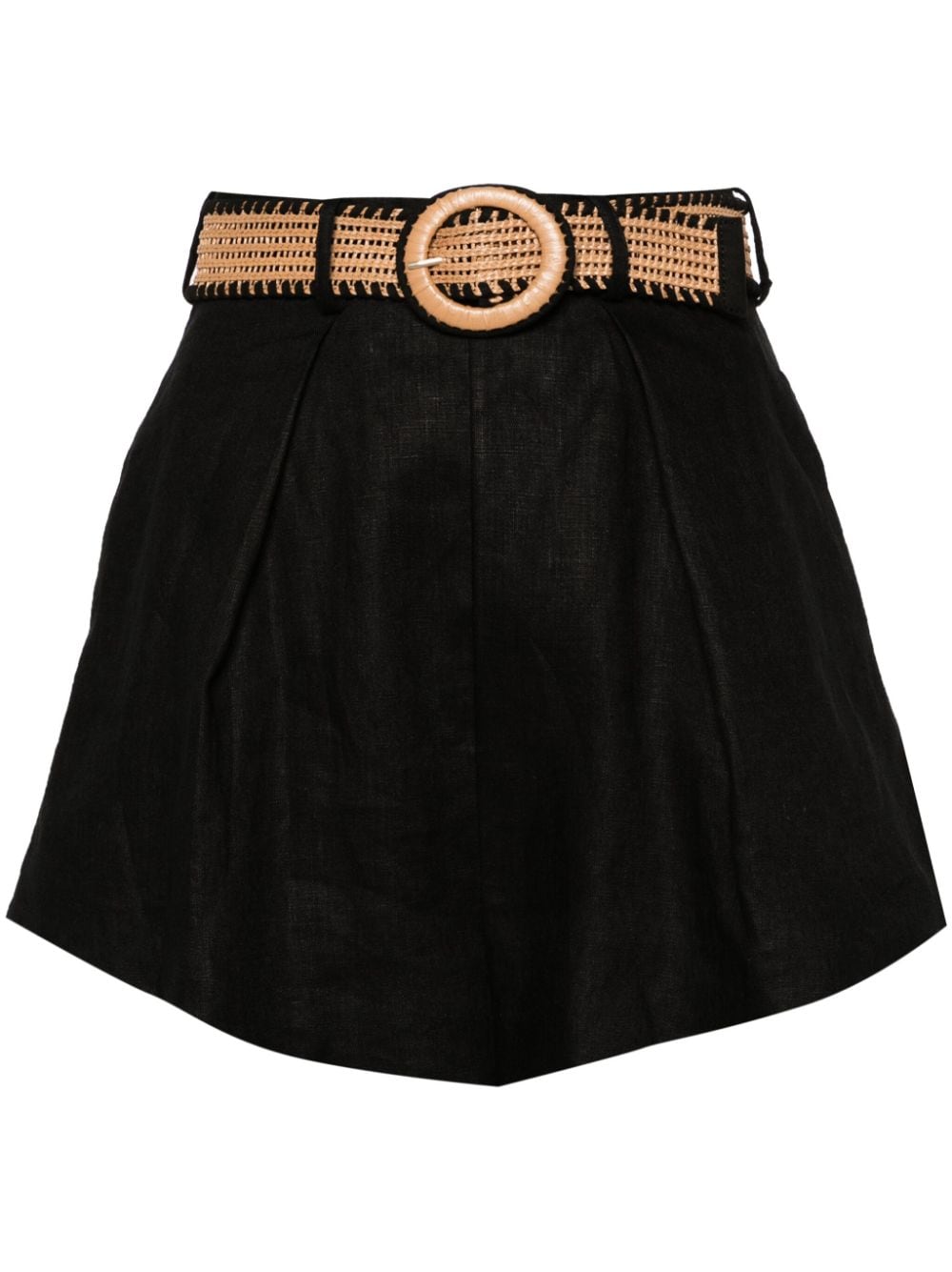 Zimmermann Belted Linen Tuck Short Black