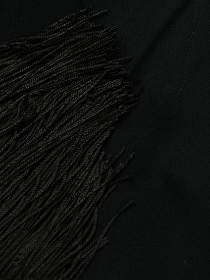 TALLER MARMO PRE Mrs. Ross Piccolo Scarf Fringed Kaftan Dress Black