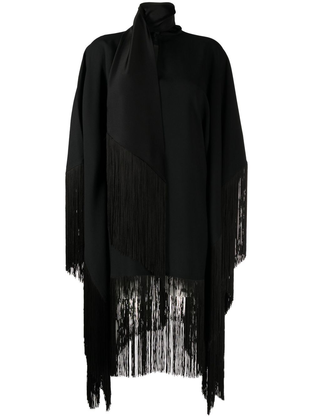 TALLER MARMO PRE Mrs. Ross Piccolo Scarf Fringed Kaftan Dress Black