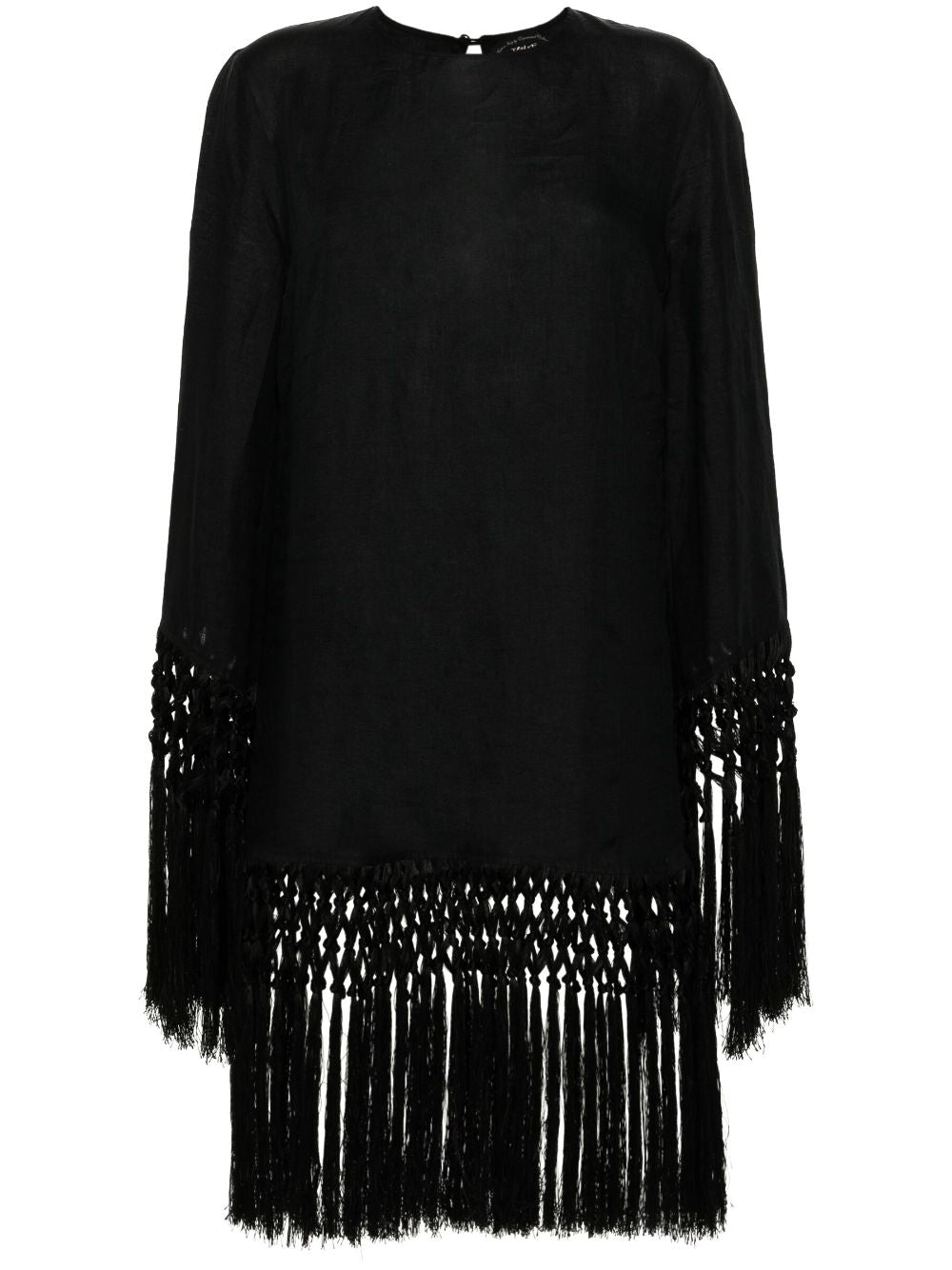 TALLER MARMO PRE Frange Murray Linen Short Dress Black