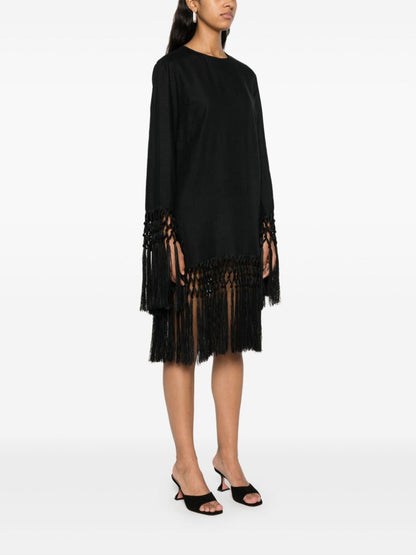 TALLER MARMO PRE Frange Murray Linen Short Dress Black