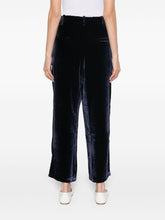 Pierre Louis Mascia Wide-Leg Velvet Trousers with Piped Detailing Blue