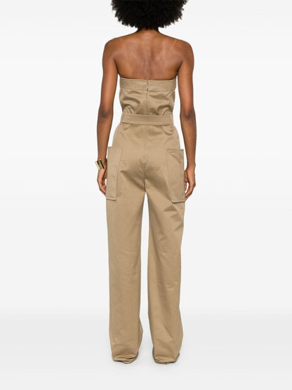 Saint Laurent Cotton Gabardine Jumpsuit Beige