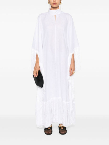 TALLER MARMO PRE Fringed Kaftan Sea Dress White