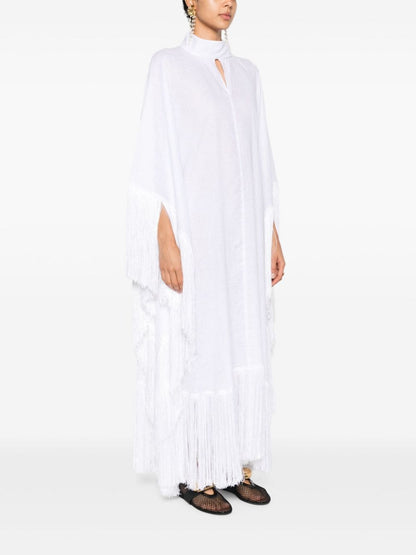 TALLER MARMO PRE Fringed Kaftan Sea Dress White
