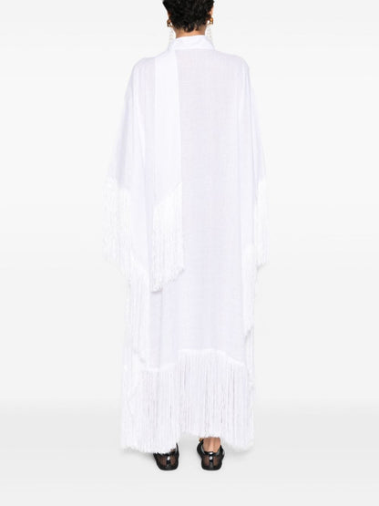 TALLER MARMO PRE Fringed Kaftan Sea Dress White