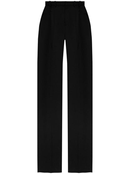 Saint Laurent Grain de Poudre Wool High-Waisted Trousers Black