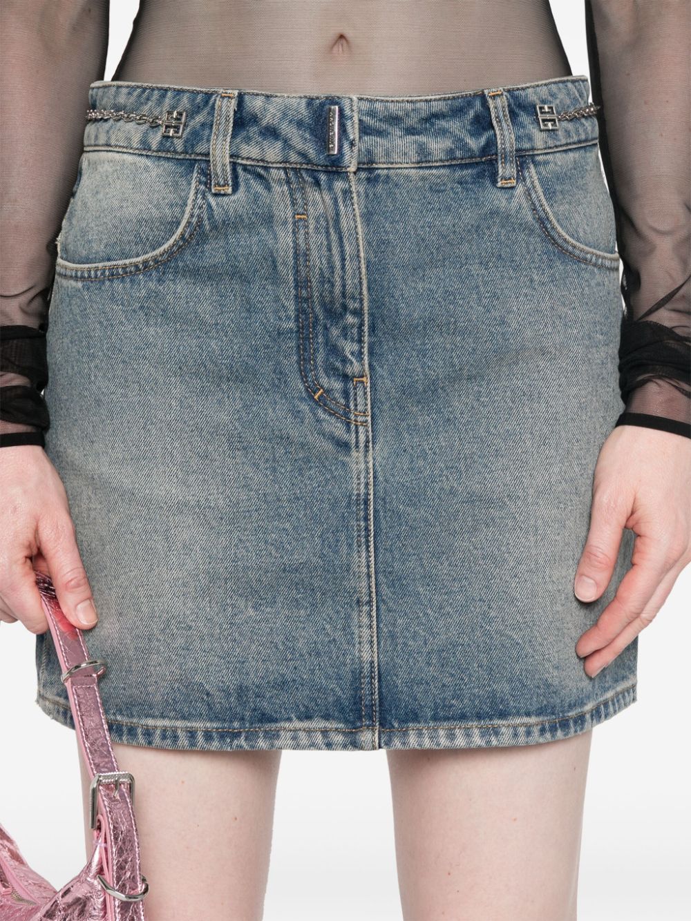 Givenchy 4G Denim Mini Skirts Blue