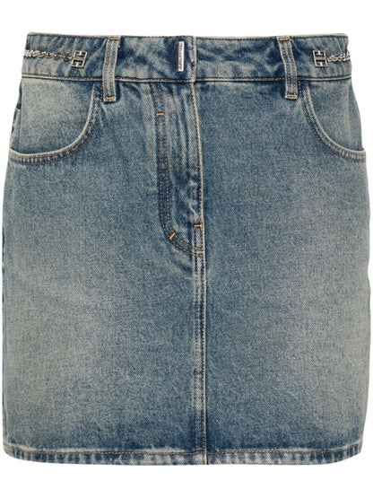 Givenchy 4G Denim Mini Skirts Blue