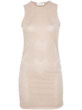 Saint Laurent Ruched Semi-Sheer Tulle Mini Dress Beige